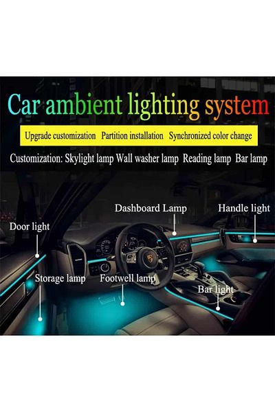 AUTOREY 18 in 1 Acrylic RGB LED Interior Ambient Lights Door Panels Dashboard Handles Floor Control Neon