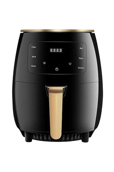 HOZRO Friteuză cu aer cald - Friteuză cu aer cald fără ulei, 2400 W, capacitate 6 L, afișaj digital, neagră