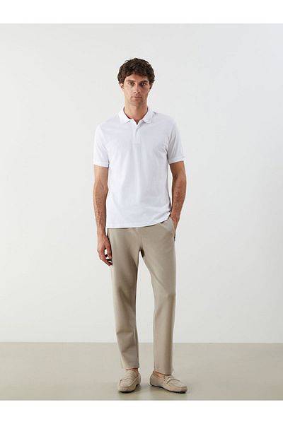 LC Waikiki Buxe White Polo Neck Short Sleeve Pique Men's T-Shirt