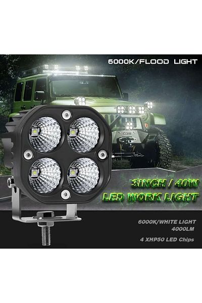 AUTOREY Offroad LED Flood Light 40W 4000LM 6000K 12V-24V Aluminum Housing IP67 Waterproof for SUV ATV Truck