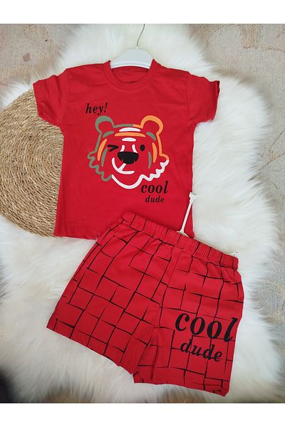 renkli diyar Boy's bottom up summer set short sleeve t-shirt and shorts