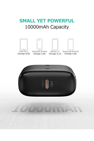 AUKEY AUKEY Mini Power Bank 22.5W USB-C PD & USB QC3.0 10,000 mAh PB-N83S Black