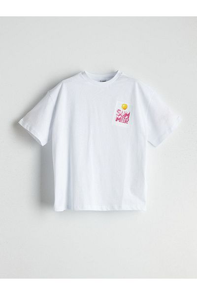 LC Waikiki White Crew Neck Girl's T-Shirt