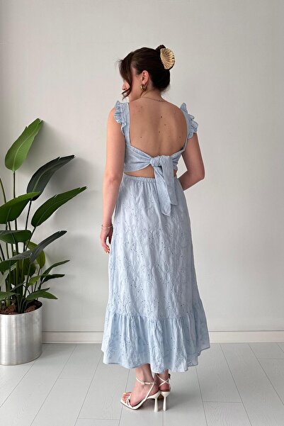 MaziButik Back Tie Fisto Dress Baby Blue