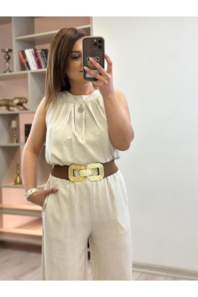 MELTEM TUĞAN Buy Elastic Casual Trousers Stone