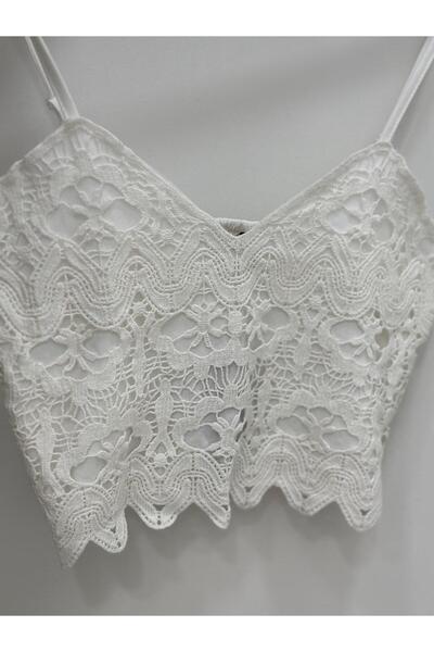 MELTEM TUĞAN Lace Detailed Crop Ecru