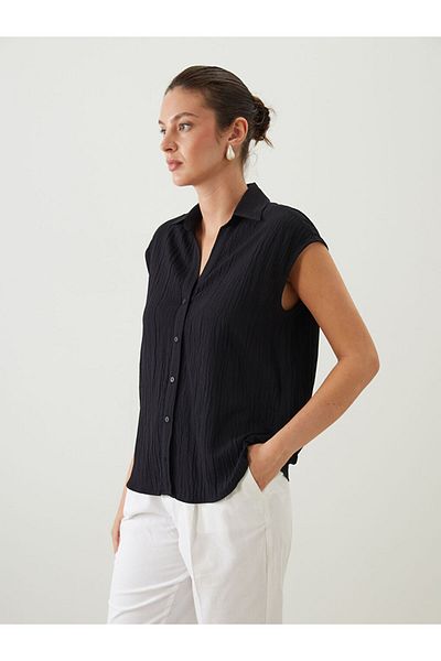 LC Waikiki Black Textured Women's Shirt