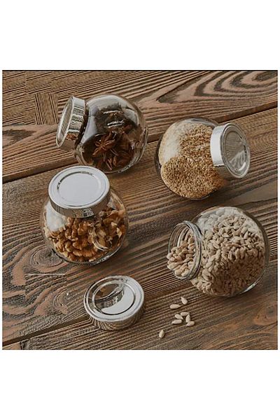 ABYZ Set of 4 glass jars, 4x190ml, plastic lids, for spices