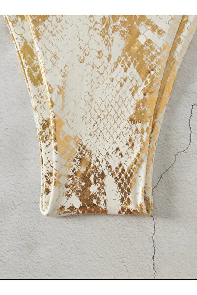 Phellos Σετ μπικίνι με χρυσό μοτίβο φιδιού τρίγωνο Brazilian - PhellosCo Luxury Beach Wear