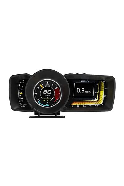 AUTOREY Dispozitiv de diagnosticare GPS OBD2 HUD Afișaj informații tablou de bord Ceas de supraalimentare Indicator presiune turbo