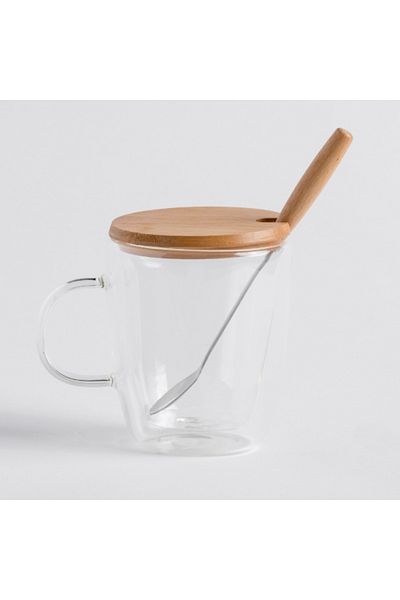 HomeVibes Cana cu capac si lingurita HARLAN 350 ml