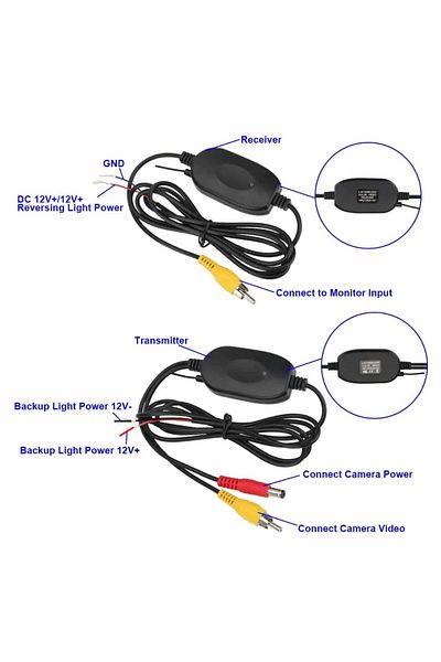 AUTOREY Modul receptor și transmițător wireless de 2,4 GHz pentru camere video cu vedere spate auto, compatibil RCA, 12 V
