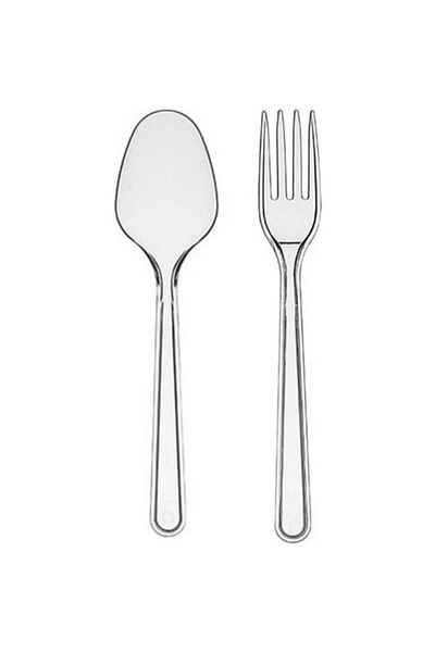 MERT AMBALAJ ÜRÜNLERİ Thick Hard Plastic Fork And Spoon Set 200 Pieces Luxury Large Plastic Spoon And Fork Transparent