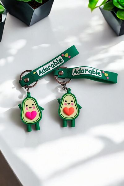 Lynare 2 Pcs Avocado 3D Silicone Keychain Cute Bag Accessory