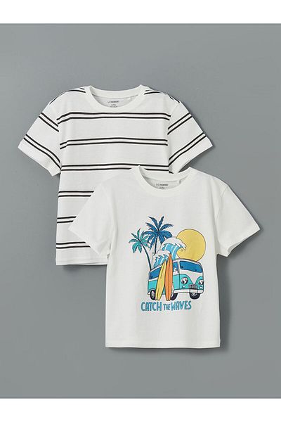 LC Waikiki New Season Crew Neck Striped Boy's Tisort 2-pack - S5HT42Z1