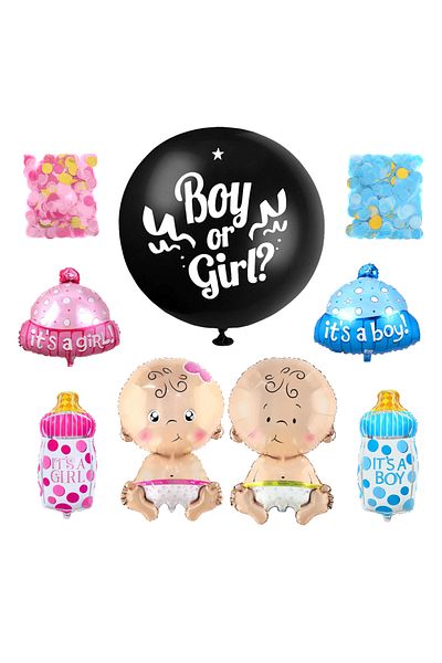Teno Set of 7 Teno® Balloons, GENDER REVEAL model, multicolor
