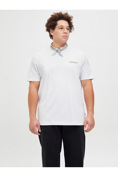 Jack & Jones Jack Jones Jorıslıngton Type Tee Ss Crew Neck Pls Men's White Plus Size Tshirt 12278557-01