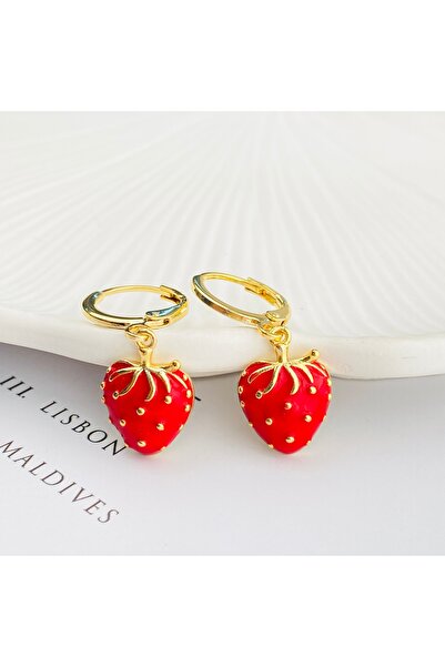 Kyver Children's Earrings Girls' Strawberry Earrings Hoop Steel Gold