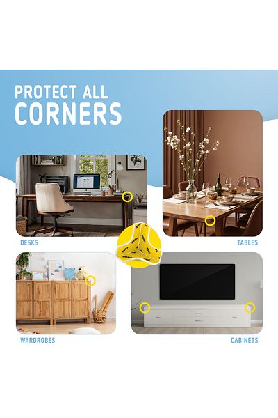SIPO Set of 12 Silicone Corners for corners, T-shape, fixed with strong Tesa adhesive, no traces, Sipo