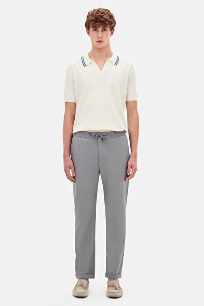 Tween Relaxed Fit Gri Armürlü Kumaş Pantolon