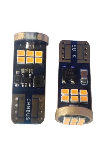 AUTOREY Set of 2 Canbus W5W UltraBright T10 LED Car Bulbs for Parking Dome Lights Trunk Orange Light 3000K
