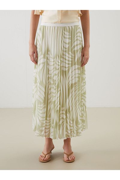 LC Waikiki New Season Patterned Siphon Pleated Skirt with Elastic Waist - S5Kj29Z8