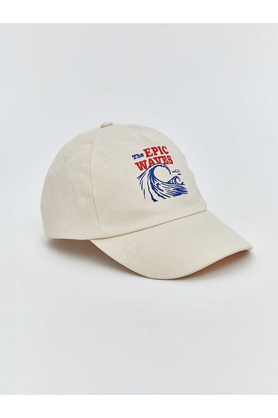 LC Waikiki Beige Text Printed Men's Cap Hat