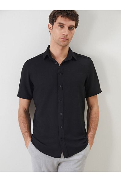 LC Waikiki Ανδρικό πουκάμισο με υφή με κοντό μανίκι New Season Regular Fit - S5FD85Z8