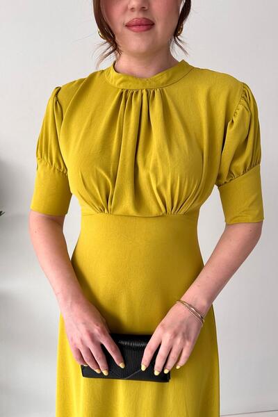 MaziButik Cuffed Dress Oil Green