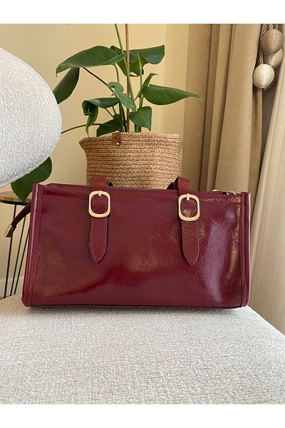 Z&M COLLECTION BAG SHOPPİNG Geantă de damă cu portofel plic din piele lacuită lucioasă, potrivită pentru utilizare de mână și de umăr