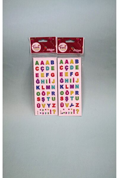 Face Harfler Noktalama İşaretleri Resimli Stickers Etiket 2 Adet