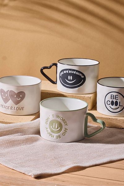 Perotti Cool 4-Piece Porcelain New Bone China 250 ml Mug Set Mug