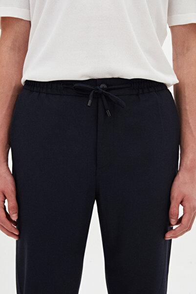 Tween Relaxed Fit (Pilesiz) Lacivert Armürlü Kumaş Pantolon