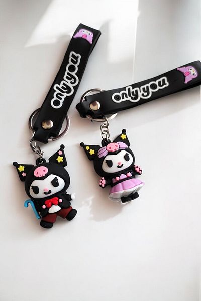 Lynare 2-Piece Kuromi 3D Silicone Keychain and Bag Accessory