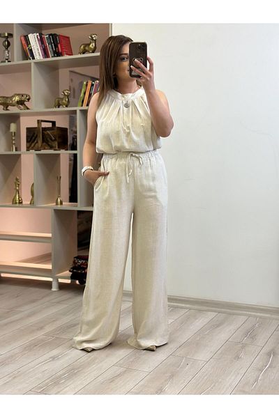 MELTEM TUĞAN Buy Elastic Casual Trousers Stone