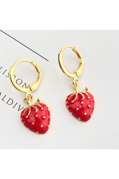 Kyver Children's Earrings Girls' Strawberry Earrings Hoop Steel Gold