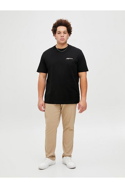 Jack & Jones Jack Jones Jorıslıngton Type Tee Ss Crew Neck Pls Men's Black Plus Size Tshirt 12278557-02