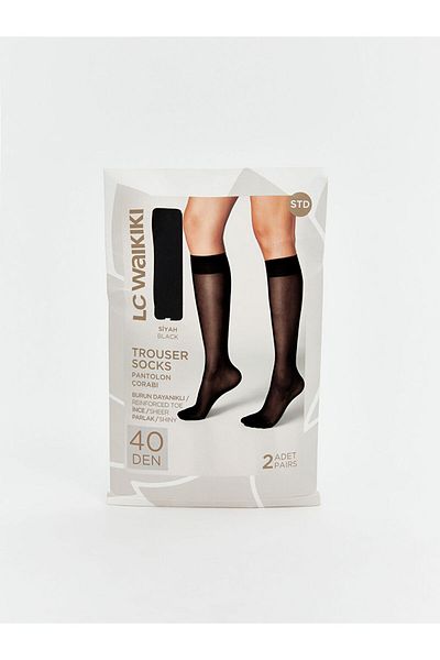 LC Waikiki Black 40 Denier Women's Knee High Socks 2-Piece