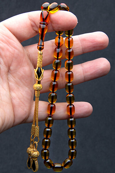 EHİNOS Sertifikalı Gümüş Kazaz Püskül Ateş Kehribar Tesbih