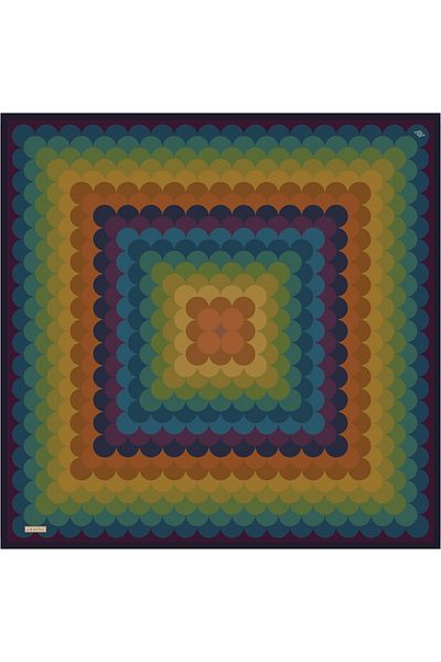 Armine Nostalgia Series Silk Sura Scarf 9212Ds-35 Geometric Pattern Bordo-Multi-Color