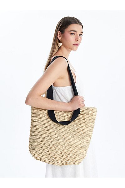 LC Waikiki New Season Cit Cit Women's Straw Beach Bag with Closure - S5H885Z8