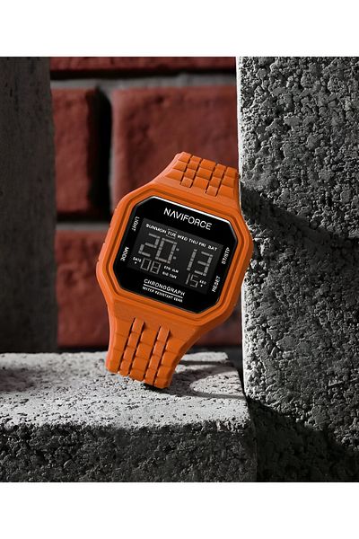 Naviforce Men’s Retro Digital Sports Watch – Waterproof, TPU Band, Electronic Display