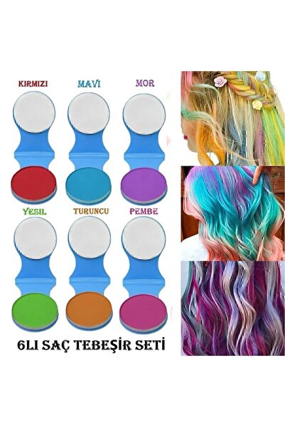 ÇELİKONLİNE 6’lı Renkli Saç Tebeşiri Seti Geçici Boya, Kolay Uygulama Kırmızı...