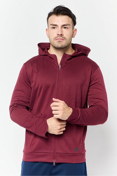 adidas Men Sportswear Fit Long Sleeve Outdoor Hooded Sweatshirt, Maroon