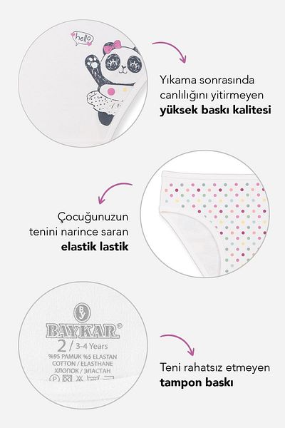 BAYKAR Girls' Cotton Color Printed Bikini Panties 6 Pack 5402 Color