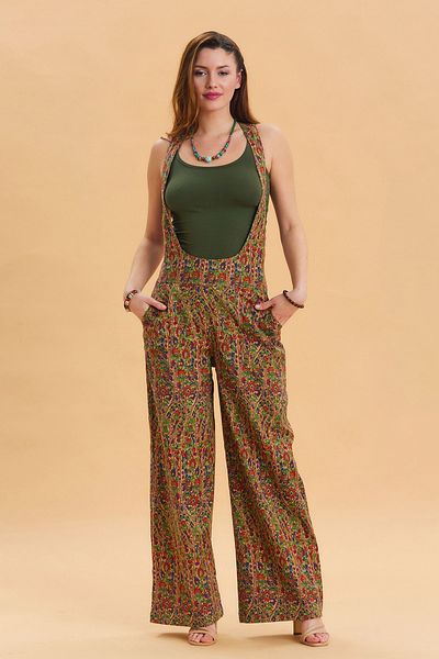Los banditos Women's Bohemian Jumpsuit with Zipper Detailed Pockets