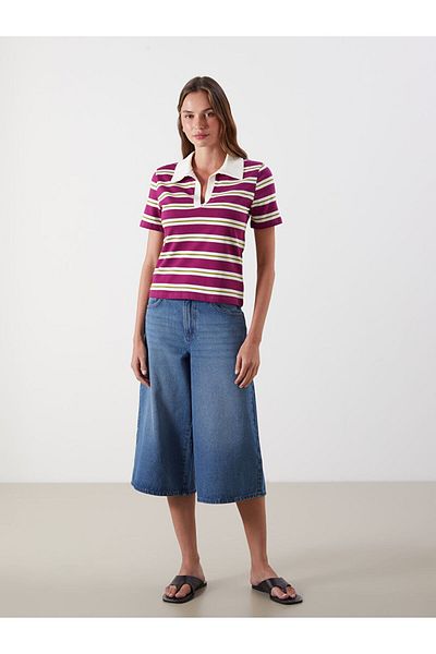 LC Waikiki Mixed Polo Neck Striped Women's T-Shirt