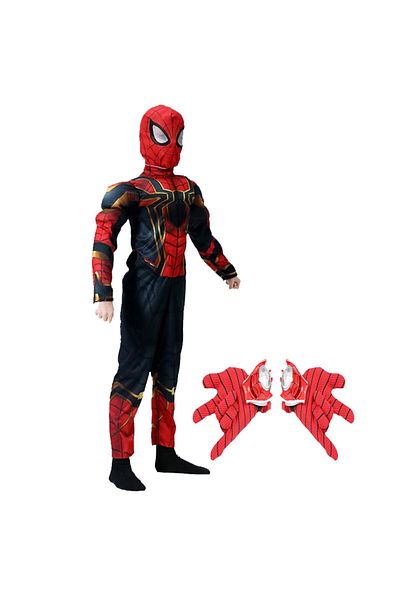 KidMania Iron Spiderman Costume Set With Muscles And Gloves With Launcher For Boys 100-110 Cm 3-5 Years
