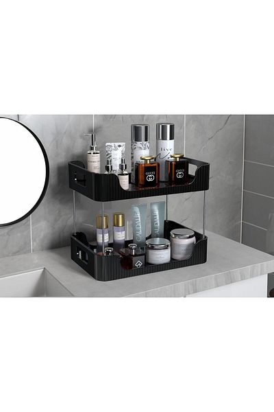 Hayveys Accesorii cosmetice pentru machiaj cu 2 niveluri Organizator pentru baie