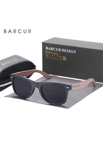Choice نظارات شمسية BARCUR الخشبية الطبيعية السوداء غير اللامعة للرجال، نظارا...